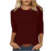 3/4 Length Sleeve Shirts for Women 2023 Casual Summer Blouses Crewneck Floral Printed Cute Tops Loose Fit Pullover view 1