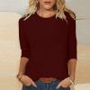 3/4 Length Sleeve Shirts for Women 2023 Casual Summer Blouses Crewneck Floral Printed Cute Tops Loose Fit Pullover view 2