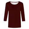 3/4 Length Sleeve Shirts for Women 2023 Casual Summer Blouses Crewneck Floral Printed Cute Tops Loose Fit Pullover view 3