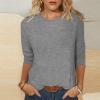 3/4 Length Sleeve Shirts for Women 2023 Casual Summer Blouses Crewneck Floral Printed Cute Tops Loose Fit Pullover view 2
