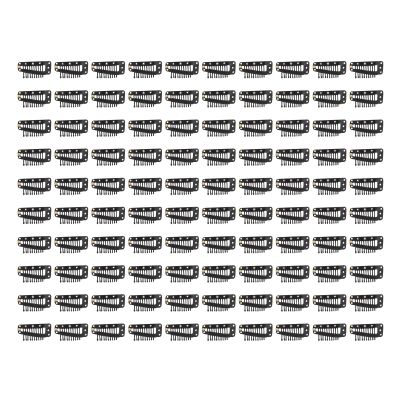 100pcs Hair Extension Clips, Multipurpose 38mm 10 Teeth Wig Clips for Hair Extensions DIY, Black U Shape Stainless Steel Snap Clips for Wigs and Hairpieces