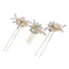 3pcs White Pearl Crystal Flower Hair Comb Hairpin Set, Elegant Bride Bridesmaid Headwear Vintage Hair Pins Hair Sticks Hanfu Handmade Crafts view 1