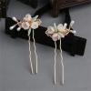 3pcs White Pearl Crystal Flower Hair Comb Hairpin Set, Elegant Bride Bridesmaid Headwear Vintage Hair Pins Hair Sticks Hanfu Handmade Crafts view 4