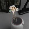 2pcs White Pearl Crystal Flower Hair Comb Hairpin Set, Elegant Bride Bridesmaid Headwear Vintage Hair Pins Hair Sticks Hanfu Handmade Crafts view 2