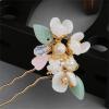 2pcs White Pearl Crystal Flower Hair Comb Hairpin Set, Elegant Bride Bridesmaid Headwear Vintage Hair Pins Hair Sticks Hanfu Handmade Crafts view 3