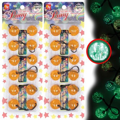 12 Pcs 25mm Hair Ties Hair Accessories for Girls Glitter Galactic Hair Ties with Balls Bubble Twinbead Ponytail Holders (Glow in the Dark Milky Way - Orange)