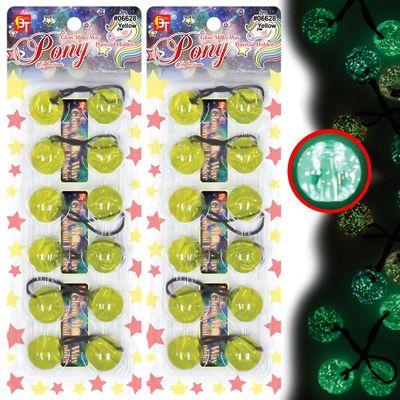12 Pcs 25mm Hair Ties Hair Accessories for Girls Glitter Galactic Hair Ties with Balls Bubble Twinbead Ponytail Holders (Glow in the Dark Milky Way - Yellow)