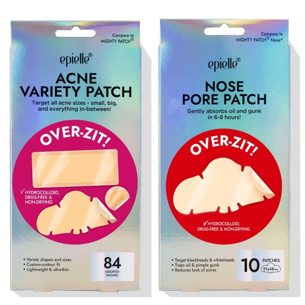 Epielle Acne Variety Patch Over-Zit All Over Face and Save My Nose - The Ultimate Hydrocolloid Solution of Acne Patch (84 patches + 10 Nose patches) Acne Pimple Patches Blemish Patches