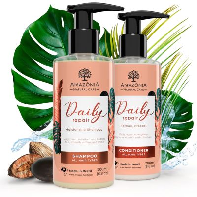 All Natural Hair Repair Shampoo and Conditioner for Dry Damaged Hair-Paraben & Sulfate Free Shampoo & Conditioner Bottle Set for All Hair Types 6.8oz