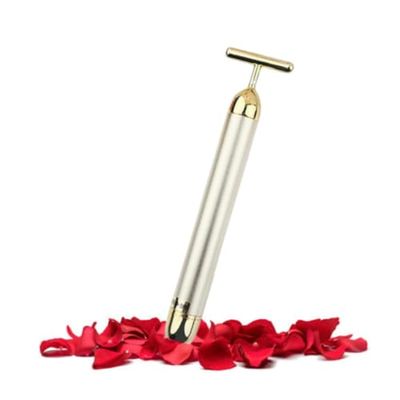 Beauty Bar 24K Facial Massager, T-Shape Electric Face Roller Massage, Pull Tight Firming Lift Tools for Sensitive Skin (Silver)