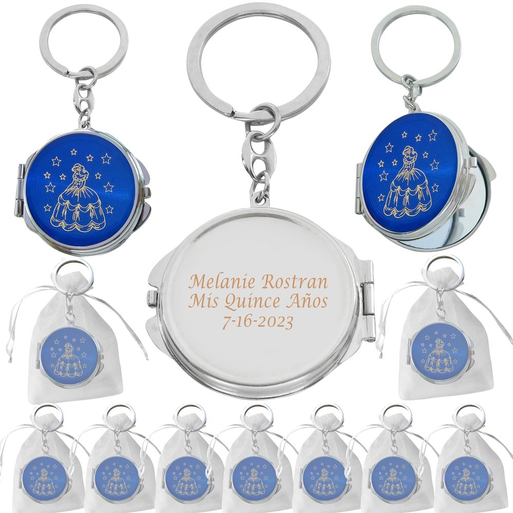 12 Pcs Personalized Mis Quince Party Favors Sweet 16 Girl Quinceanera 18 Birthday Souvenir (Royal Blue)