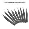 9PCS Stainless Steel Tweezer Set Anti Slip Curved Tips for Repair Tools view 2