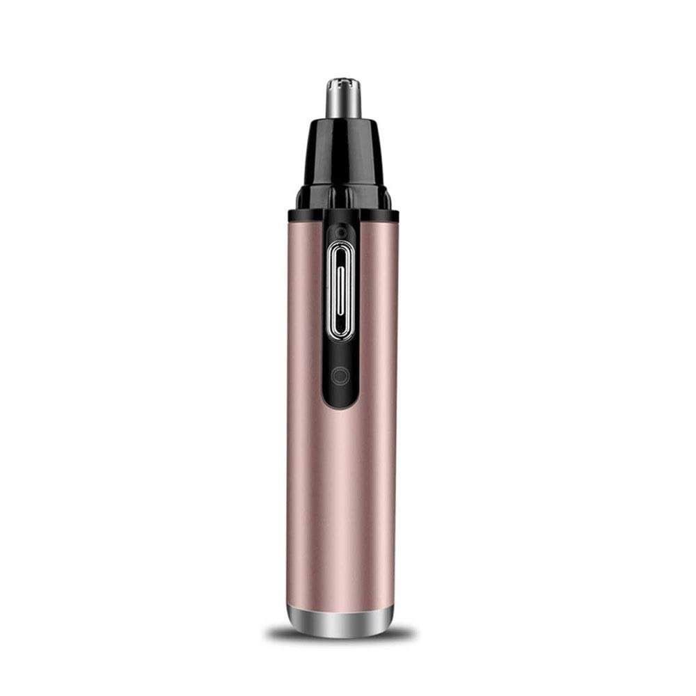 CAFFIA Ear and Nose Hair Trimmer Clipper for Men Women, USB Rechargeable Professional Electric Eyebrow and Facial Hair Trimmer with Waterproof Head Double-Edge Stainless Steel Blade (Rose Gold)