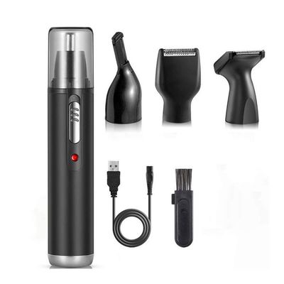 CAFFIA Ear and Nose Hair Trimmer, Trimmer & Detailer for Hygienic Grooming with Rinseable, Interchangeable Heads for Eyebrows, Nose, Ears, & Other Detailing, USB Rechargeable