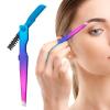 3-in-1 Eyebrow Trimming Tool, Face Razor for Women, Folding Eyebrow Clip Eyebrow Brush, Multi-Function Eyebrow Clip Tweezers, Trimming and Shaving Grooming Tool for Women Man (Blue) view 3