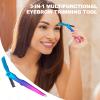 3-in-1 Eyebrow Trimming Tool, Face Razor for Women, Folding Eyebrow Clip Eyebrow Brush, Multi-Function Eyebrow Clip Tweezers, Trimming and Shaving Grooming Tool for Women Man (Blue) view 4