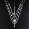 Aimimier Boho Teardrop Crystal Head Chain Layered Faux Pearl Forehead Chain Wedding Headpiece for Women (Silver) view 4