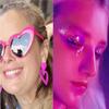 Go Ho Pink Body Glitter Gel and 2 PCS Heart Earrings for Women,Sparkle Holographic Chunky Sequins Glitter Gel with Pink Heart Earrings for Singer Concerts Makeup view 3