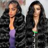 13x6 Body Wave Lace Front Wigs Human Hair 180% Density 30 Inch Body Wave HD Transparent Frontal Wig Glueless Pre Plucked with Baby Hair Natural Black Body Wave Wig for Women Brazilian Virgin Hair view 1