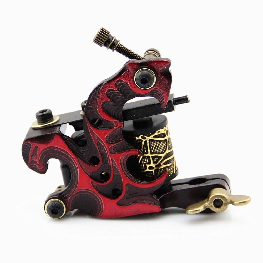 1 Pcs Of Red Alloy 10 Wrap Coils Tattoo Machine For Liner Shader