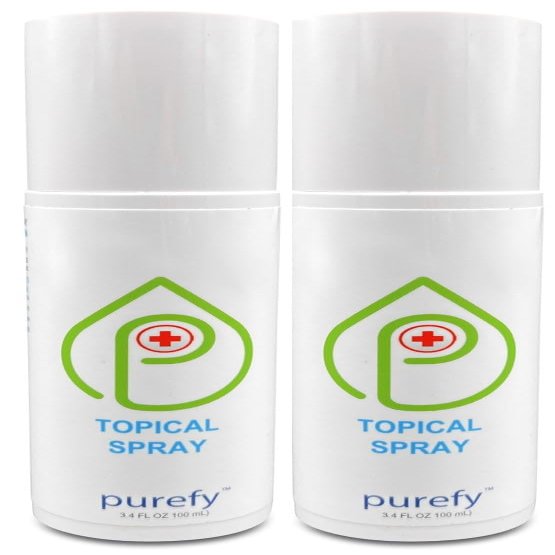 PUREFY Topical Spray (3.4oz 2pk) Soothing Face & Body Skin Spray, Purefypro Dermal HOCL Technology, Natural Skincare Support Redness, Irritations, Eyelid Eyelash Bumps, Dry Skin, Athletic Itch