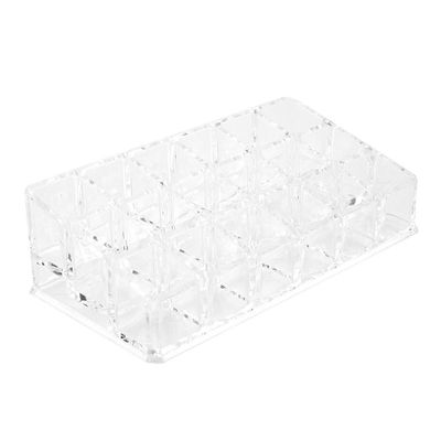 Acouto Lipstick Organizer Portable 18 Slots Mini Cabinets Drawer Jewelry Makeup Cosmetic Storage Box Lip Gloss Holder Perfume Organizer Clear