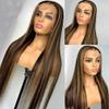 Highlight Ombre 1B/27 Color 13x6 HD Invisible Transparent HD Lace Front Wig Human Hair Brazilian Remy Virgin Ombre Straight 150% Density Lace Front Wig Pre Plucked with Baby Hair for Women 14 inch view 1