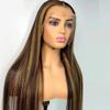 Highlight Ombre 1B/27 Color 13x6 HD Invisible Transparent HD Lace Front Wig Human Hair Brazilian Remy Virgin Ombre Straight 150% Density Lace Front Wig Pre Plucked with Baby Hair for Women 14 inch view 3
