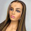 Highlight Ombre 1B/27 Color 13x6 HD Invisible Transparent HD Lace Front Wig Human Hair Brazilian Remy Virgin Ombre Straight 150% Density Lace Front Wig Pre Plucked with Baby Hair for Women 14 inch view 4