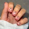 24 Pcs Halloween Press on Nails Short Square Fake Nails French Nude Pink Spider Pattern False Nails with Glitter Bloodstain Designs Nail Tips Glossy Full Cover Nails for Women Girls Halloween Nails view 1