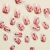 24 Pcs Halloween Press on Nails Short Square Fake Nails French Nude Pink Spider Pattern False Nails with Glitter Bloodstain Designs Nail Tips Glossy Full Cover Nails for Women Girls Halloween Nails view 2
