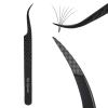 Ms.Queen Eyelash Extension Tweezers,Microfiber Tip Curved Lash Tweezers for Volume, Isolation& Classic Lashes Extensions,Black view 1