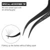 Ms.Queen Eyelash Extension Tweezers,Microfiber Tip Curved Lash Tweezers for Volume, Isolation& Classic Lashes Extensions,Black view 2