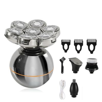 Head Shavers for Bald Men, 4 in 1 Electric Shaver Bald Head Hair Clipper for Men Beard Hair Trimmer Multi Function 7 Blade Razor USB Rechargeable Grooming 7D Kit (Color : Silver-4in1)
