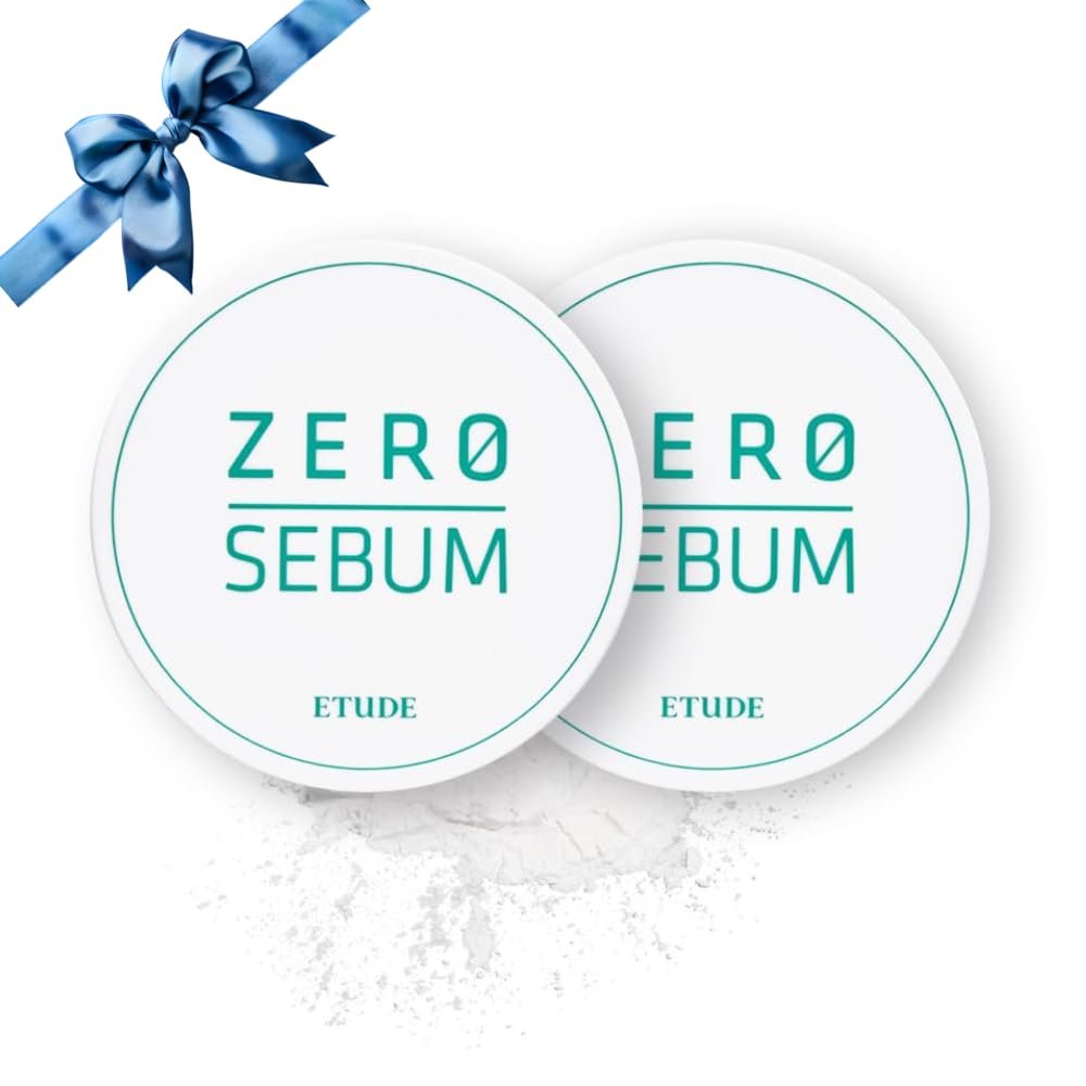 ETUDE Zero Sebum Drying Powder Duo Set 0.14 Ounce*2 (4g*2) | Lightweight Oil Control No Sebum Loose Face Powder with 80% Mineral | Long Lasting, Makes Skin Downy, Korean Makeup, Kbeauty