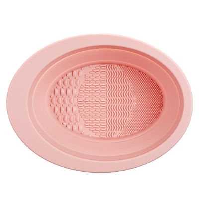 Foldable Silicone Makeup Brush Cleaner Bowl, Portable Washing Tools Easy To Clean The Makeup Brush, Powder Puff, Sponge, for All Beauty Makeup Brush Set (Pink)