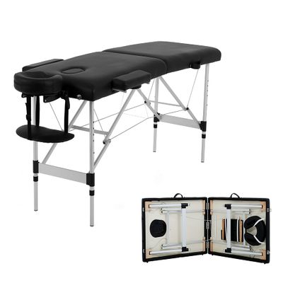 Massage Table, 2 Fold Lash Bed, Massage Bed Portable for Eyelash Extensions, Wide Massage Table with Carrying Bag, Massage Tables with Face Cradle & Handle, Portable Chiropractic Table - Black