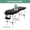 Massage Table, 2 Fold Lash Bed, Massage Bed Portable for Eyelash Extensions, Wide Massage Table with Carrying Bag, Massage Tables with Face Cradle & Handle, Portable Chiropractic Table - Black view 4