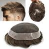 Hair Piece Men Wigs Human Hair Replacement For Mens Hairpiece Toupee For Men Soft French Lace Hair System Poly Coating Human Hair Mens Toupee Breathable lace Hair Unit Natural Hairline (8''X10''-120% density, #5 MEDIUM LIGHT BROWN) view 1