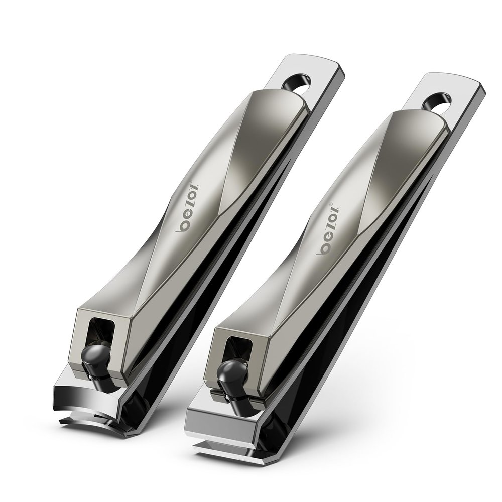 BEZOX Toe Nail Clippers for Women - Straight Blade Toenail Clipper and Curved Blade Fingernail Clippers - Premium Nail Trimmer Cutter for Thick Nails for Seniors - Champagne