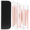 BOSMIOW 10 PCS Professional Stainless Steel Blackhead Remover,Rose Gold Pimple Popper Tool Kit,Comedones Extractor Tools for Removing Pimple,Whiteheads,Acne,Zit,Fat Granules view 1