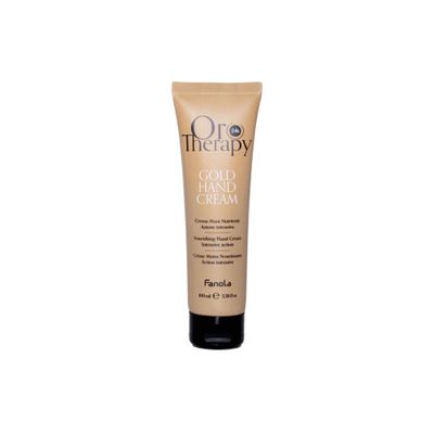 Fanola Oro Therapy Gold Hand Cream - Travel Size Hand Lotion Formulated with Argan Oil and Glycerin - Nourishing & Hydrating Formula for Dry Hands & Cuticles (3.56 oz)