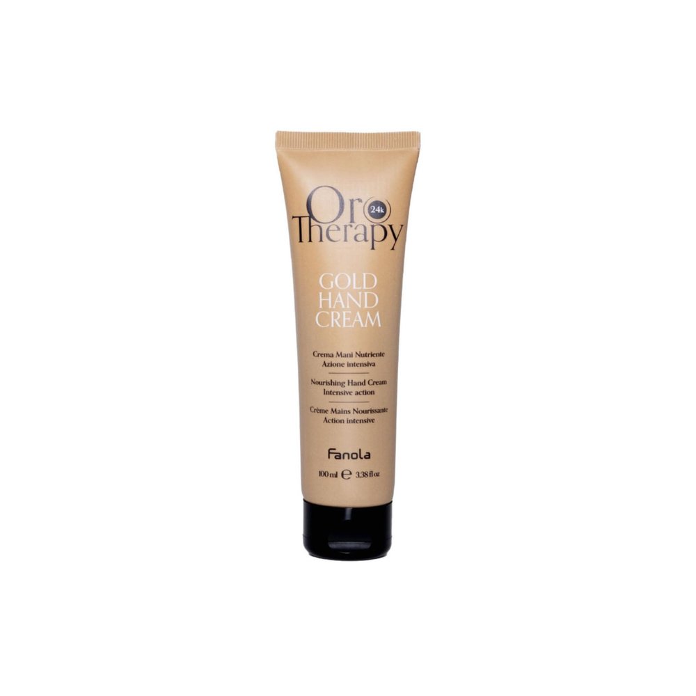 Fanola Oro Therapy Gold Hand Cream - Travel Size Hand Lotion Formulated with Argan Oil and Glycerin - Nourishing & Hydrating Formula for Dry Hands & Cuticles (3.56 oz)
