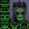 10 Sheets Halloween Glow In The Dark Tattoos Face Luminous Temporary Tattoo Waterproof Last Long Glitter Tattoos Stickers Scary Zombie Makeup Kit For Women Adults Party Supplies view 1