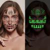 10 Sheets Halloween Glow In The Dark Tattoos Face Luminous Temporary Tattoo Waterproof Last Long Glitter Tattoos Stickers Scary Zombie Makeup Kit For Women Adults Party Supplies view 4