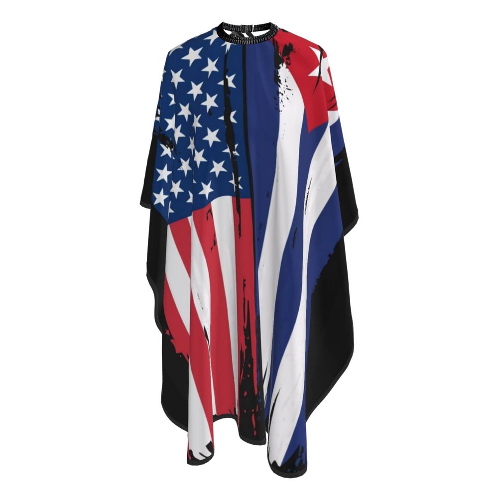 YSYZSDS Usa Cuba Flag Salon Barber Cape - Professional Hairdressing Waterproof Hair Cutting Cape With Adjustable Snap Closure - Haircut Apron For Hair Stylist And Home Use - 55''X66''