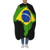 Brazil Flag Map Salon Barber Cape - Professional Hairdressing Waterproof Hair Cutting Cape With Adjustable Snap Closure-Haircut Apron For Hair Stylist And Home Use-55''X66'' view 2