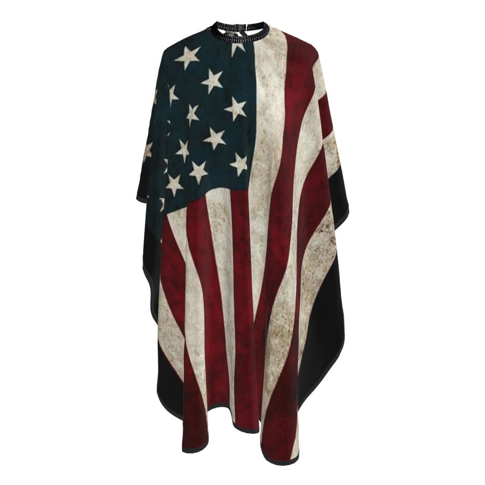 American Flag Salon Barber Cape - Professional Hairdressing Waterproof Hair Cutting Cape With Adjustable Snap Closure-Haircut Apron For Hair Stylist And Home Use-55''X66''