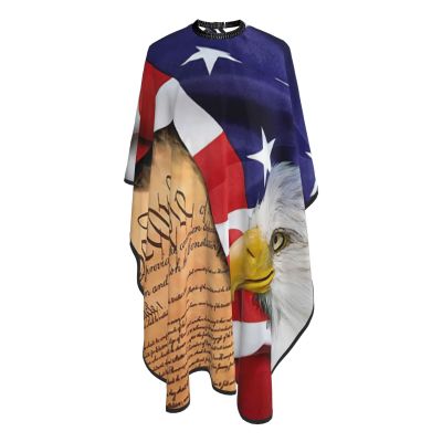 American Flag Patriotic Usa Bald Eagle And Book Salon Barber Cape - Professional Hairdressing Waterproof Hair Cutting Cape With Adjustable Snap Closure-Haircut Apron-55''X66''