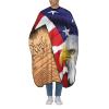 American Flag Patriotic Usa Bald Eagle And Book Salon Barber Cape - Professional Hairdressing Waterproof Hair Cutting Cape With Adjustable Snap Closure-Haircut Apron-55''X66'' view 2